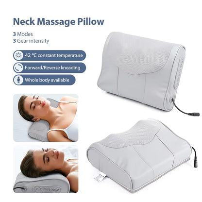 Electric Massage Pillow – Multi-Purpose Neck, Shoulder & Back Kneading Cushion with 20 Massage Heads