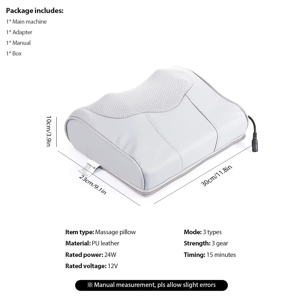 Electric Massage Pillow – Multi-Purpose Neck, Shoulder & Back Kneading Cushion with 20 Massage Heads