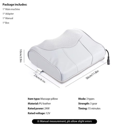 Electric Massage Pillow – Multi-Purpose Neck, Shoulder & Back Kneading Cushion with 20 Massage Heads