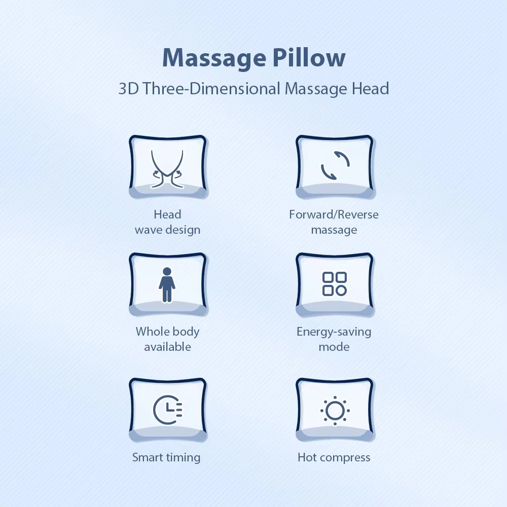 Electric Massage Pillow – Multi-Purpose Neck, Shoulder & Back Kneading Cushion with 20 Massage Heads