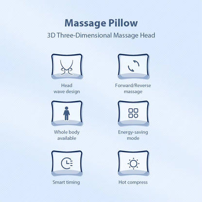 Electric Massage Pillow – Multi-Purpose Neck, Shoulder & Back Kneading Cushion with 20 Massage Heads