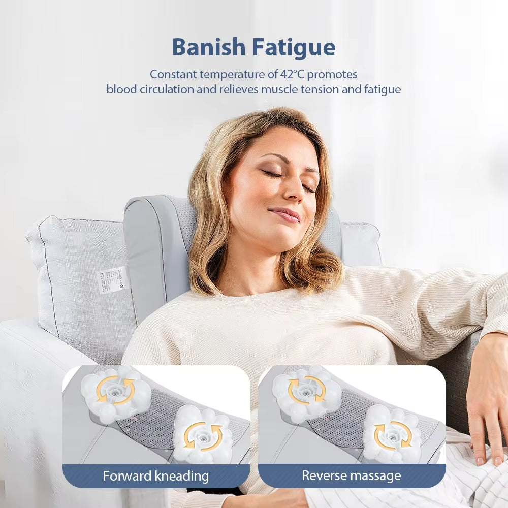 Electric Massage Pillow – Multi-Purpose Neck, Shoulder & Back Kneading Cushion with 20 Massage Heads
